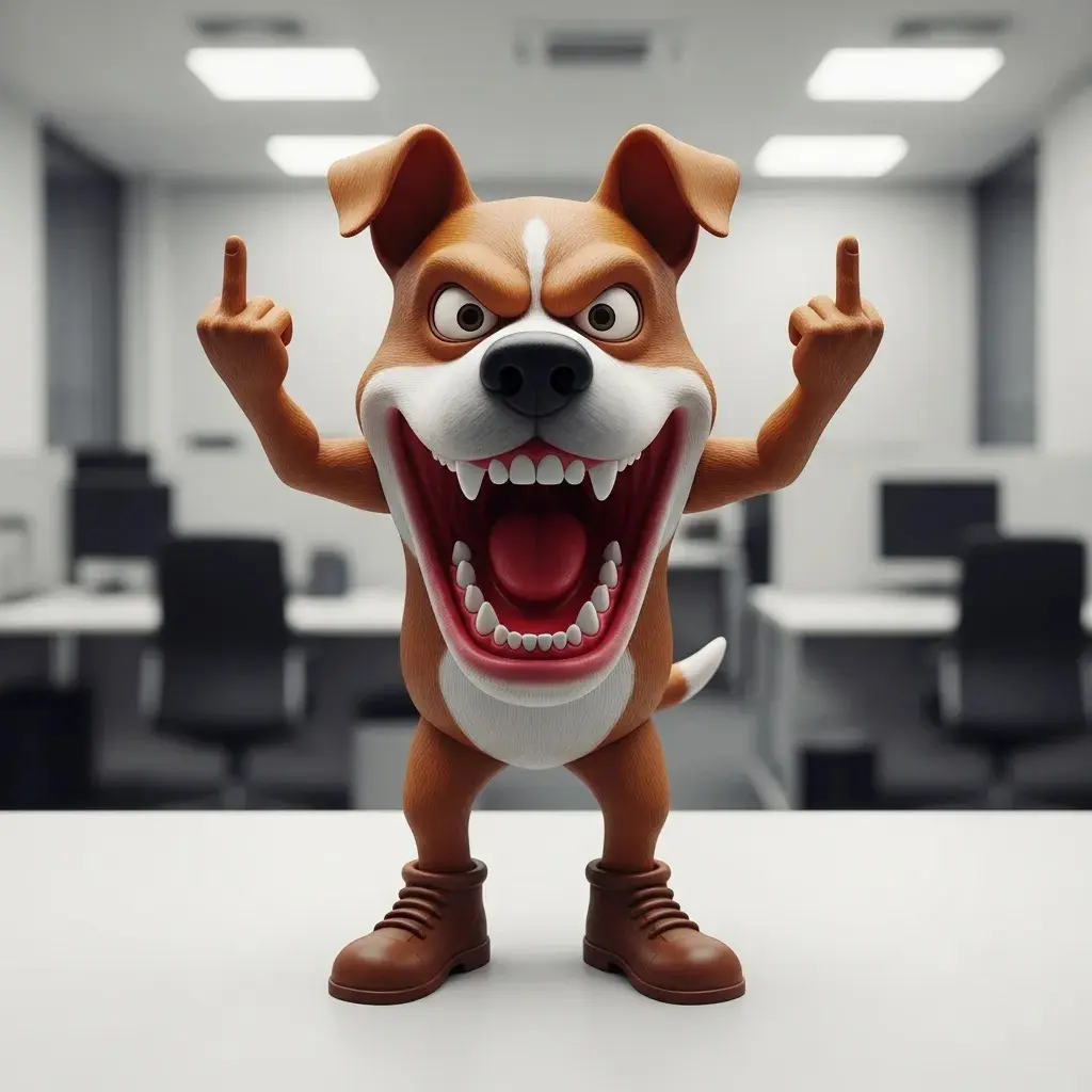 Angry middle-finger dog