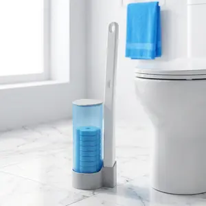 Household Disposable Toilet Cleaner Tool Set, Bathroom Kit with Fragrance Wand, Storage Caddy, 36 Refill Scrubbing Brush Pads for Hygienic Deep Cleaning, Spring Cleaning Essential