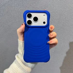 9 Colors Magnetic Wave Silicone Protective Case Cover for iPhone 17 16 Pro Max | Comfortable Touch, Integrated Buttons