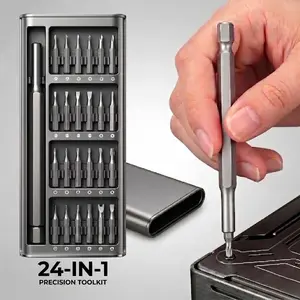 24PC Precision Magnetic Screwdriver Bit Set with Portable Case, Professional Electronics Repair Tools and Gadgets Kit for Mobile Phone & PC, 24-in-1 Hand Tool Set