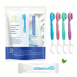 ICESEE 5-in-1 Toothbrush, Floss, Tongue Scraper & Toothpick Set, 26pcs/pack Soft-Bristle Toothbrush Set, Oral Care Tool for Travel and Business Trip, Oral Hygiene Essentials
