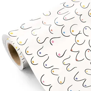 Adult Wrapping Paper Roll - Mini Roll - 17 Inch x 16.5 Feet - Woman Breasts Rude Birthday Gift Wrap Funny Wrapping Paper Perfect for Best Friend Birthday, Men & Bachelor Party