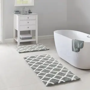 Reversible High Pile Tufted Microfiber Bath Rug Mats Multicolor