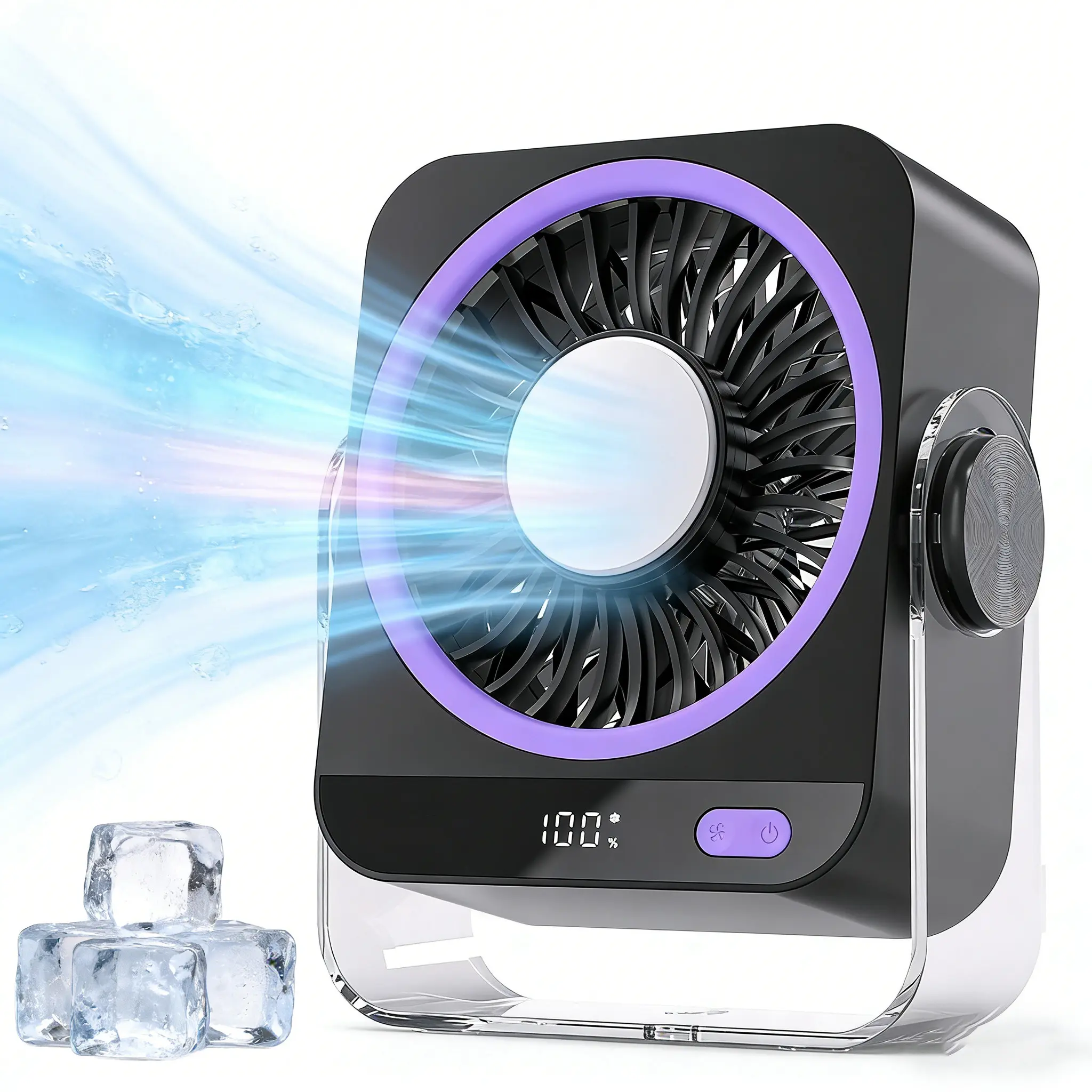 Personal Desktop Air Cooler Fan USB Portable Mini Air Conditioner – 3 in 1 Cooling Fan, Adjustable Cable, Energy Saving, for Office, Desk, Bedroom, Dorm Room, Study Room Use – Summer Essential
