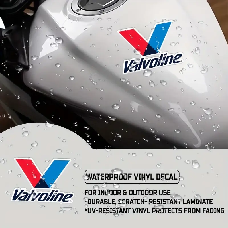 1PC Valvoline Oil Logo Car Sticker Vehicle, Waterproof Decals, Car Truck Decal, Fits modified performance cars & racing motorcycle bodies/tanks, the red-blue logo shows professional oil brand attitude at mod car gatherings & urban motorcycle cruises