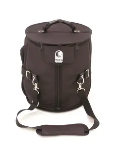 Toca T-TAMB World Percussion Tambora Bag, Solid Black Heavy Padded Nylon Case with Adjustable Shoulder Strap and Accessory Pouch