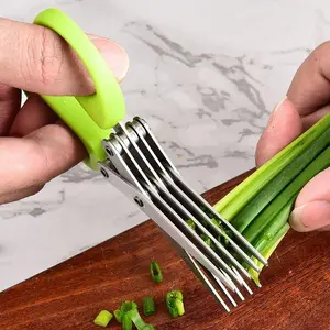 5-Layer Stainless Steel Scallion Flower Cutter Multi-Functional Seaweed Food Supplement Scissors Kitchen Paper Cutting Tool