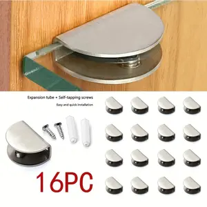 16 Piece Stainless Steel Glass Clip Holder, Glass Clip Fixing Accessories, Semi-Circular Square Glass Stand, Durable and Reliable