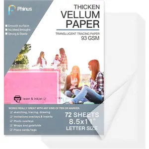 72 Sheets Translucent Vellum Paper 8.5 x 11, Printable Vellum Jackets Vellum Paper for Invitations, Tracing Paper for Drawing Sketching, Invitation Belly Bands, Gift Box Liners, White