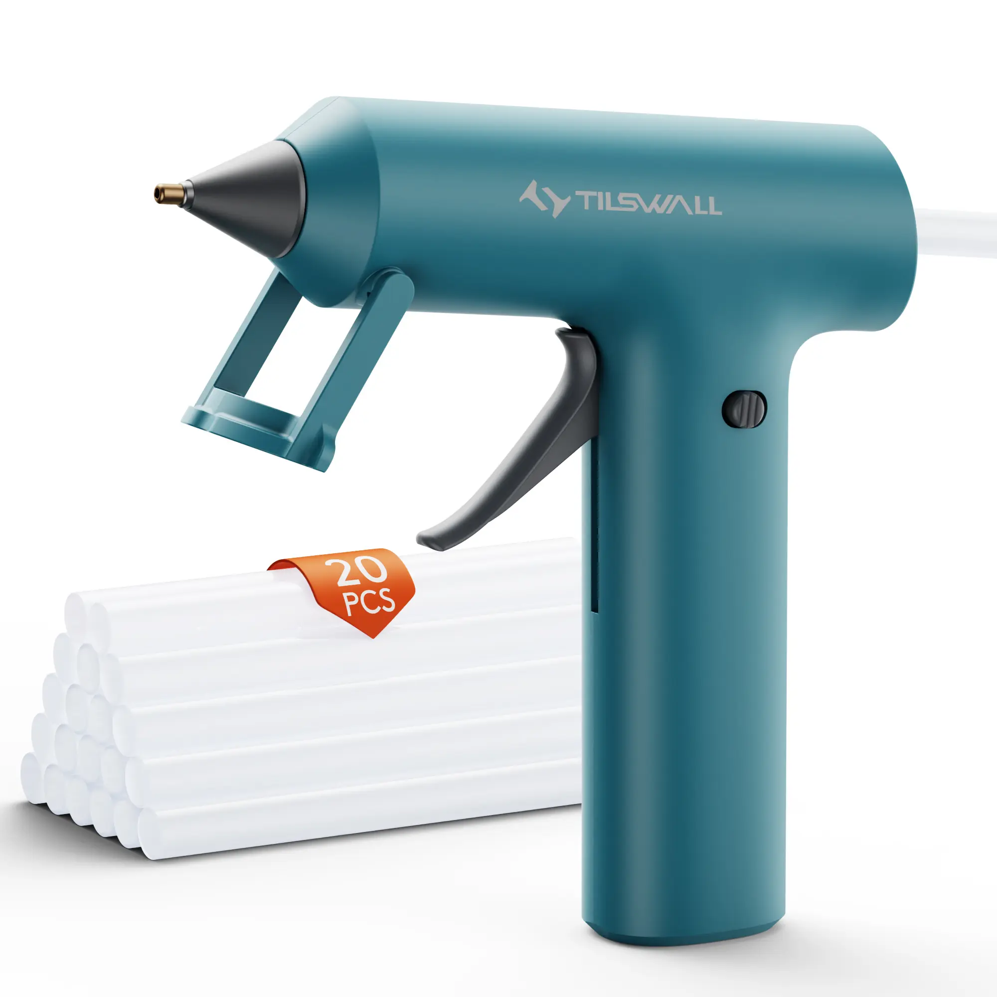 Tilswall W106S Cordless Glue Gun Set –  Ideal for Last-Minute 4th of July T-Shirt DIY, Jersey Number Customization & Patriotic Parade Outfits,Quick Preheat, Ergonomic Compact Design, 2000mAh USB-C Rechargeable, Includes 20 Premium Glue Sticks