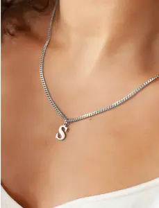 Women’s Initial Letter Pendant Necklace A-Z – Simple Chain Name Jewelry