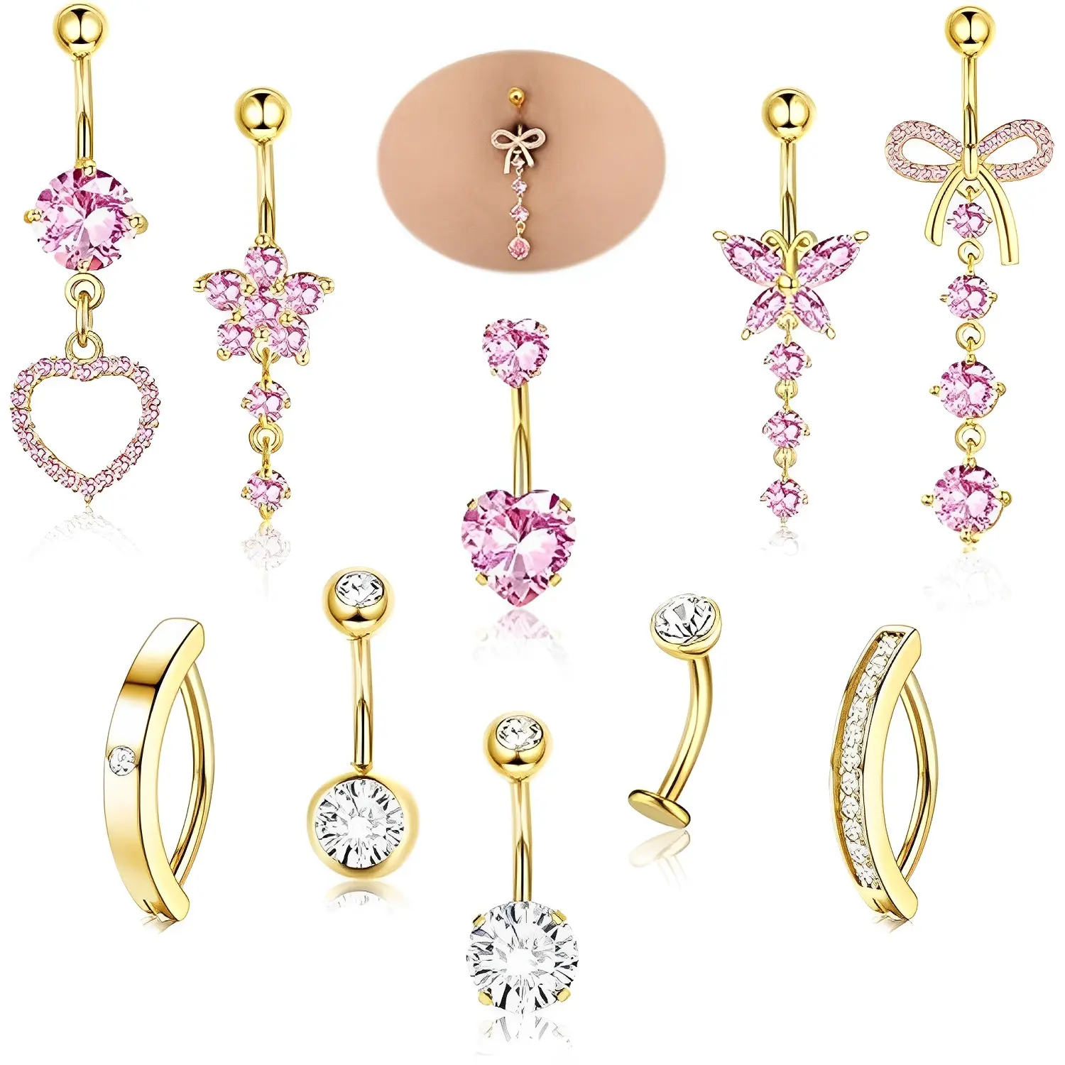 gold-white & pink cz