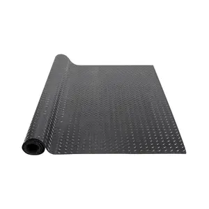 Diamond Plate Rubber Flooring Roll, 3 mm Thick, 4 ft Wide by 10 ft Long, SBR Rubber Garage Floor Mat, Durable Non Slip Surface, Easy to Clean, Diamond Plate Flooring for Under Cars, Garage Shop Gym, Black