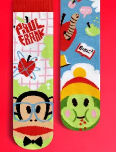 Pals and Paul Frank Julius & Sam Mismatched Socks Colorful Character Socks for All Seasons Unisex Fit with Julius the Monkey & Sam the Bookworm Love Spandex Crew-Length Tube Socks