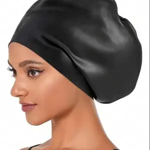 Adult Silicone Waterproof Swim Cap, Universal Fit, Large Head Size, Long Hair Swim Cap, Unisex, Suitable for Braids, Wigs, Beach Essentials, Swim Bonnet