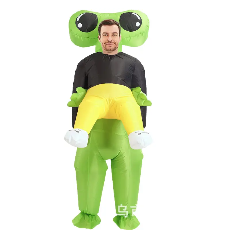 Big eyed alien hugging person