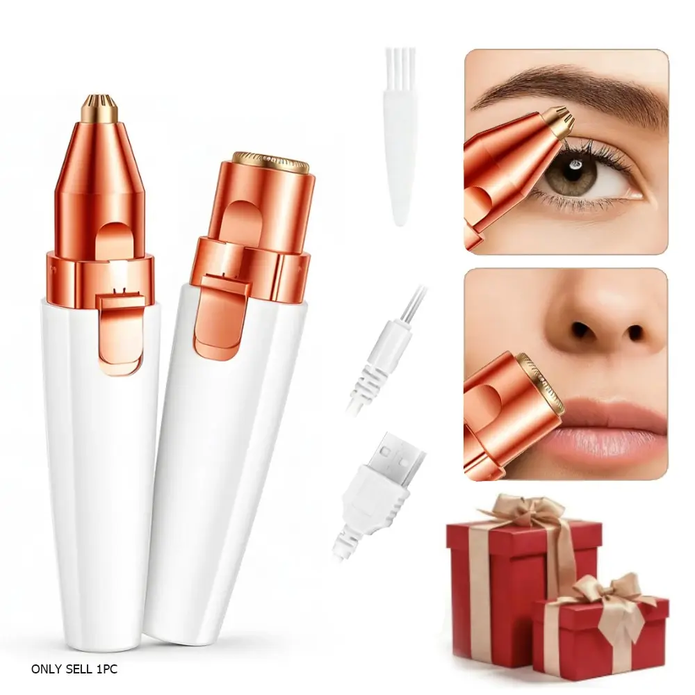 Ladies' Eyebrow & Facial Hair Remover, Portable 2-in-1 Electric Facial Trimmer & Razor, Rechargeable Hair Remover for Eyebrows, Lips, Body, and Face, Eyebrow Shaper, Eyebrow Shaping Tool — The Perfect Holiday Gift for Parents and Girlfriend.