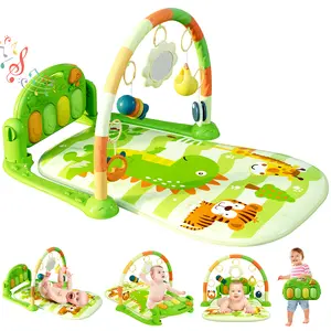 Baby Play Mat Baby Gym,Funny Play Piano Tummy Time Baby Activity Mat with 5 Infant Sensory Baby Toys, Music and Lights Boy & Girl Gifts for Newborn(Green)