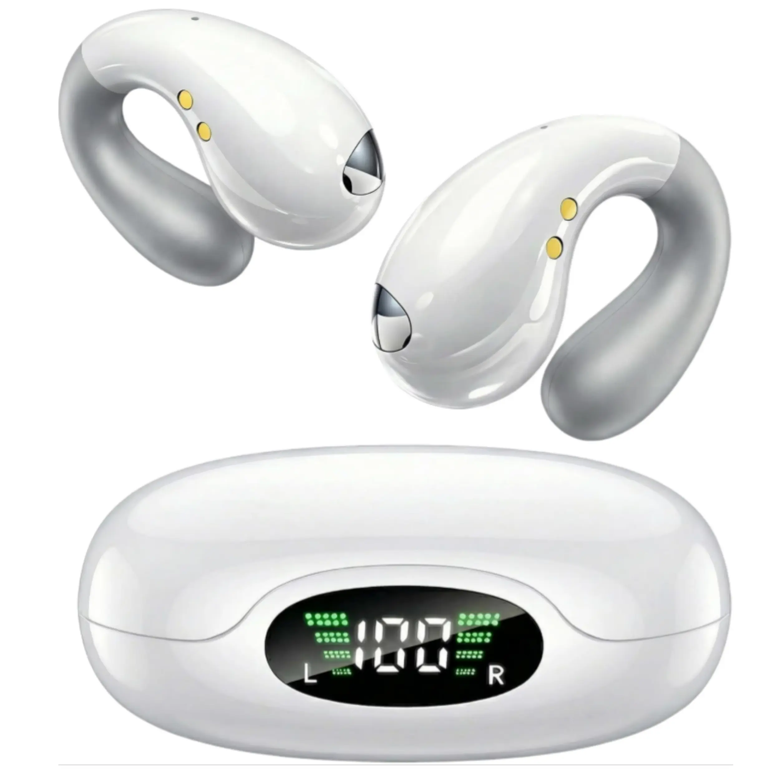 2026 New Upgraded Clip-on Open Ear Earbuds, Wireless Open Ear Headphones, Ultra Light Comfort Fit for Glasses Wearers, Crystal Clear Audio, 50 Hours Playtime, Sweatproof Earphones for Running, Gym, Driving, Travel & All Outdoor Activities