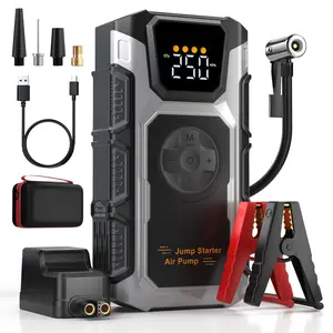 13800mAh 【 5 in 1 Function 】OREETGA portable Jump Starter with Air Compressor, Peak 150PSI  Digital Tire Inflator, 8.5L Gas or 7.0L Diesel jumpstarter Usb Cable Led Screen Car Automotive Road Trip