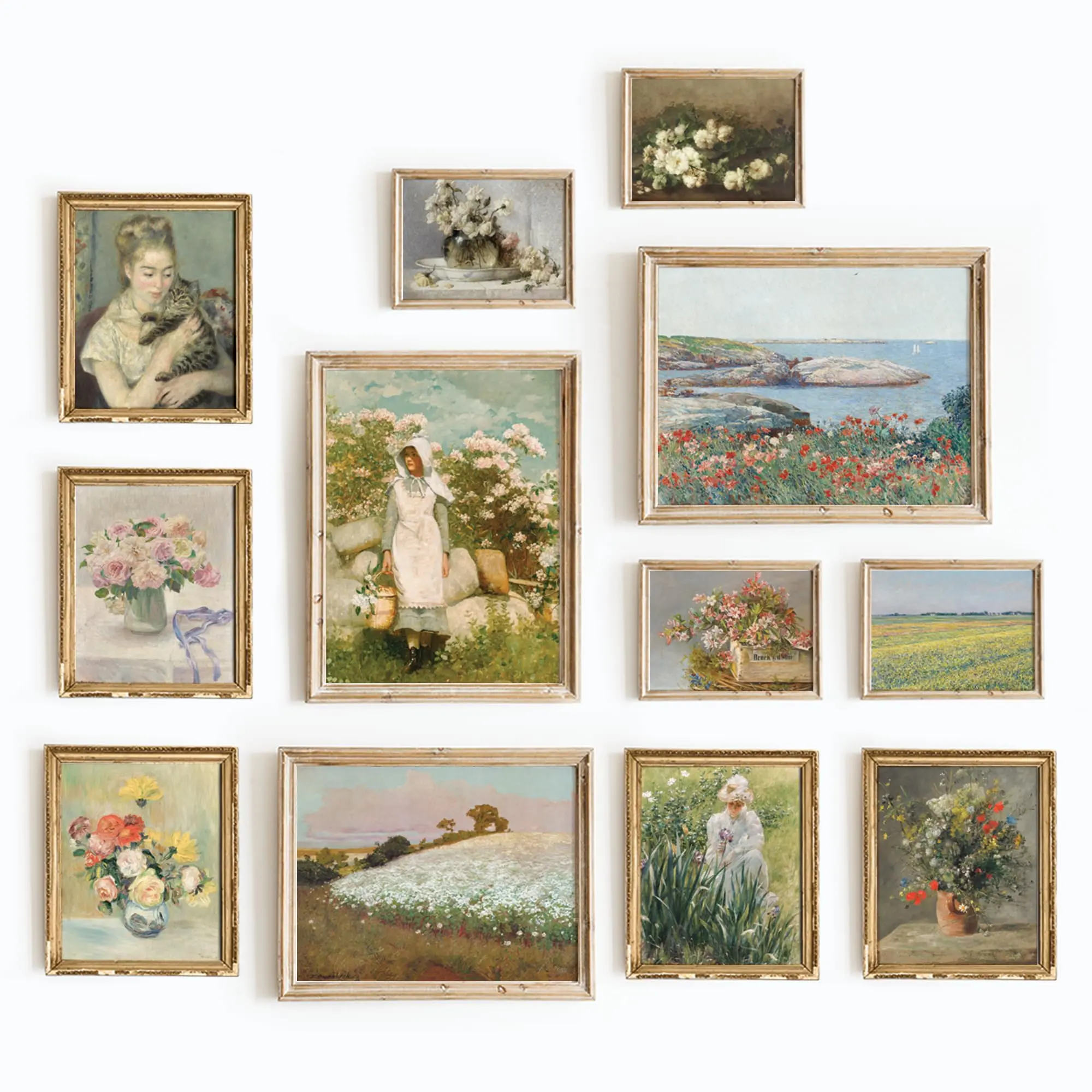 Set 12 Country Wall Art, French Botanical Art Prints, Vintage Wall Art, Vintage Art Prints, Vintage Botanical Wall Art, Flower Portrait Wall Decor, French Country Farmhouse Decor(11x14 IN UNFRAMED)