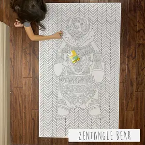 Zentangle Bear Table Size Coloring Sheet