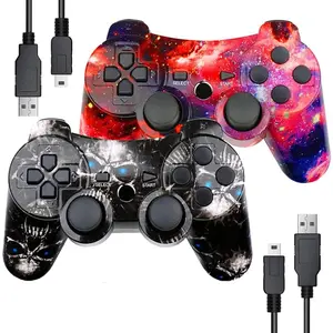 Controller for PS-3 Motion Sense Double Vibration Upgraded Gaming Remote for Play 3 with  Cord (Black and Red)