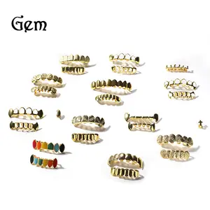 Electroplated Hiphop Dental Brace, Glossy Grillz Jewelry Accessory with Tooth Gems