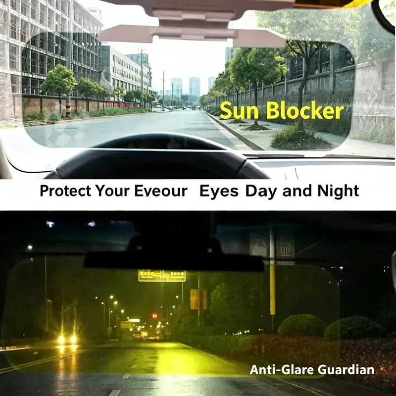 Adjustable Car Anti-Glare Sun Visor, Dual Color Day Night Driving Shield, Universal Vehicle Windshield Glare Reducing Accessory
