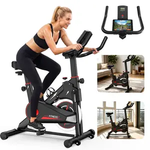 【SAVEYOUR】Indoor Exercise Bike, Stationary Cycling Bike with Monitor, Adjustable Resistance, Comfortable Seat & Handlebars, Stable Base, Portable Design for Home Fitness Workout Cardio Trainer
