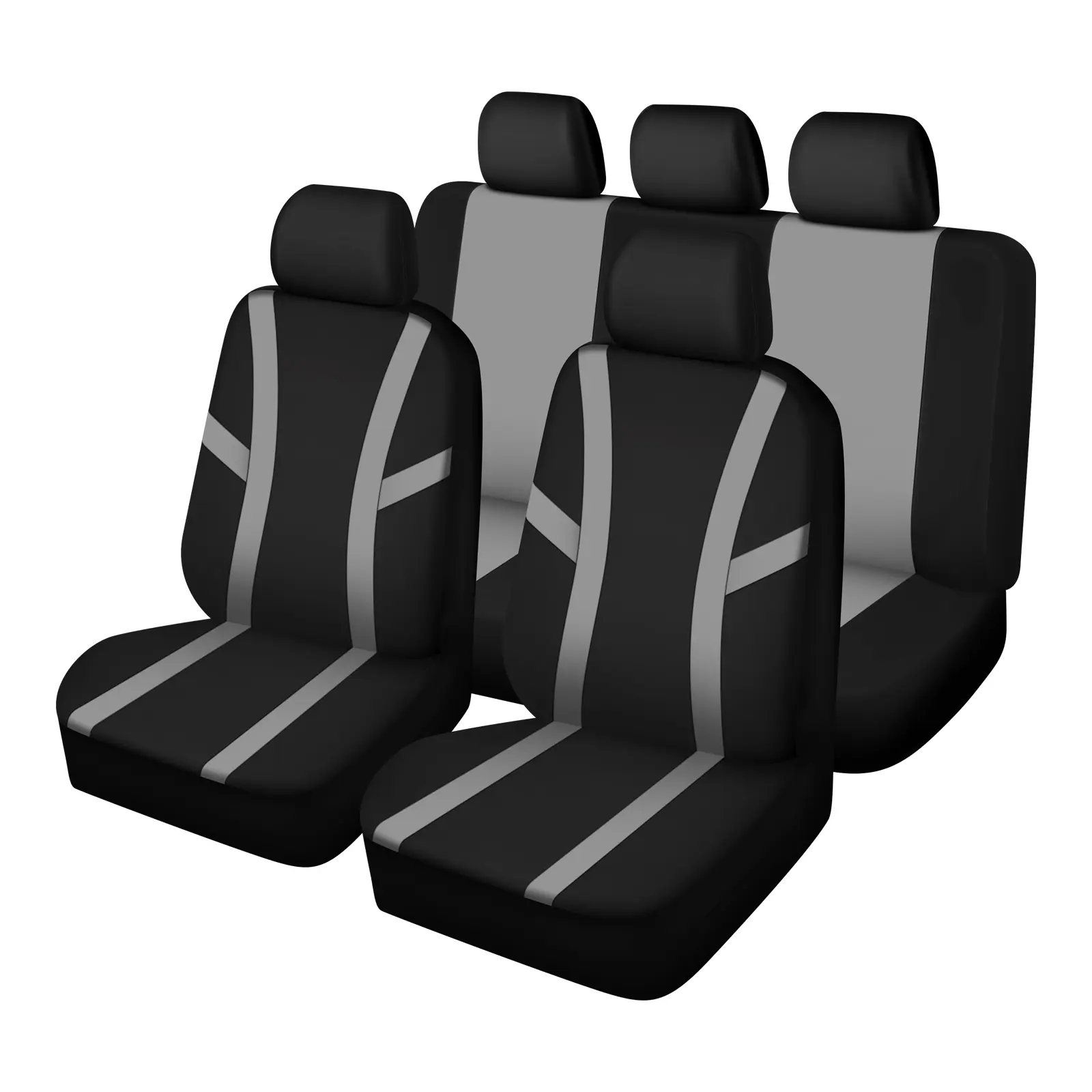 Car Seat Covers Full Set, 9-Piece Black and Gray Polyester Seat Covers, Universal Fit for Most Car SUV Truck and Van, Easy-Clean Automotive Seat Protectors