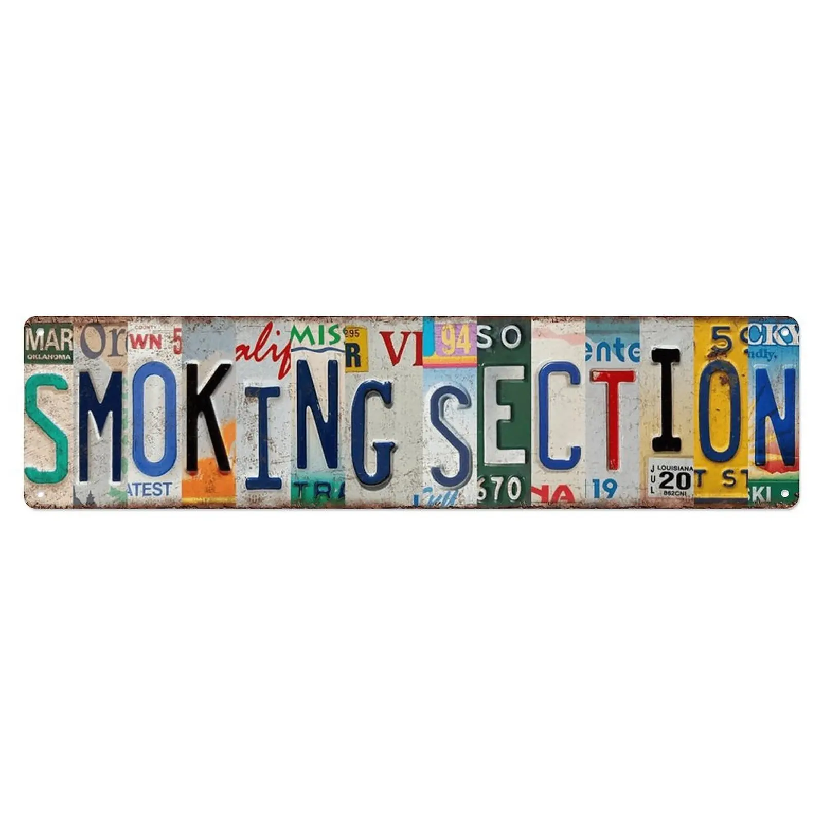 Vintage Aluminium Wall Sign, Vintage Home Decor, Room Decor for Living Room, 16x4 Inches Fun Smoking Section Street Sign for Home Supplies