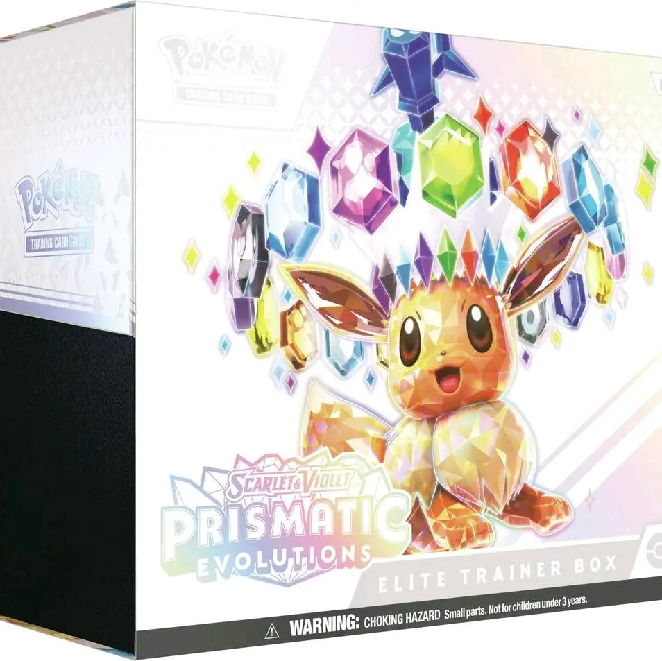 Prismatic Evolutions Elite Trainer Box - Official TCG Sealed Near Mint Collectible Cards Box, SV-Prismatic Evolutions, 2-Player Game Non-Sports Trading Card Accessory