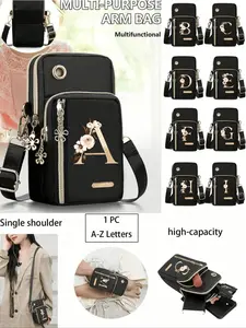 Fashion Mini Crossbody Bag, Fashionable Crossbody Bag, Letter Design Mini Crossbody Bag With Phone Pocket & Wallet, Suitable For Men And Women, Daily Casual Use, Waterproof Crossbody Bag, Essential For Vacation Travel, College, Student