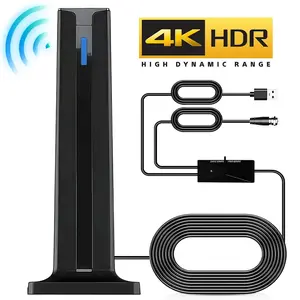 Digital HDTV Antenna Long Range Amplified Indoor TV Antenna with Smart IC Signal Booster for Free Local Channels Support 4K 1080P HDR Broadcasts Signal Reception May Vary by Area & Strength