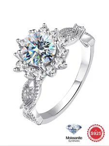 S925 Sterling Silver Synthetic Moissanite Ring, Ring for Women, Promise Wedding Engagement Ring, Fine Jewelry Anniversary Gift Rings For Women