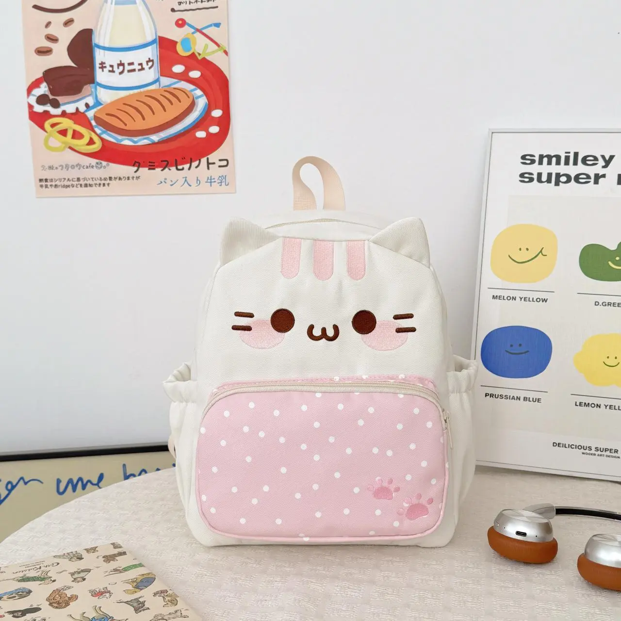 Pusheen Cat Backpack - Cute 3D Soft Ears Modern Kawaii Bookbag, Large Capacity Multi-Pocket Waterproof Grey Backpack with Reinforced Zip for Girls, School Supplies Casual Travel Daypack (1 size), One Size