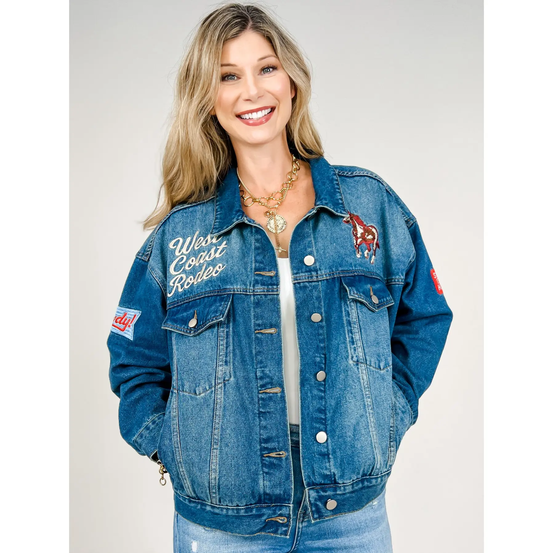 Embroidered Western Denim Trucker Jacket Embroidered Western Denim Trucker Jacket