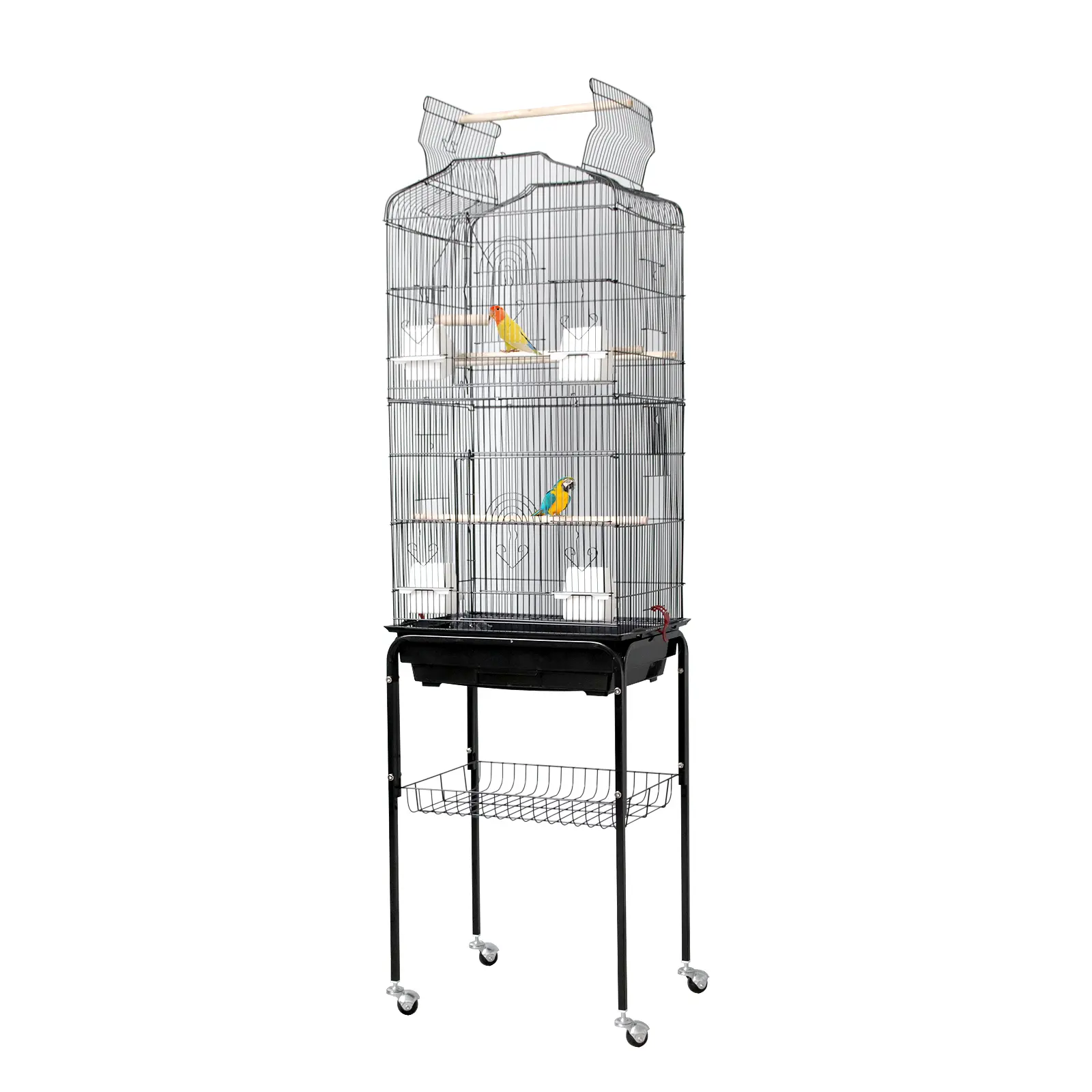 Spacious 65.5 Inch Bird Cage with Open Play Top – Heavy-Duty Metal Aviary, Rolling Stand, Detachable Tray, Storage Shelf – Ideal for Parrots, Cockatiels, Conures, Budgies, Finch, Parakeets, Small to Medium Birds