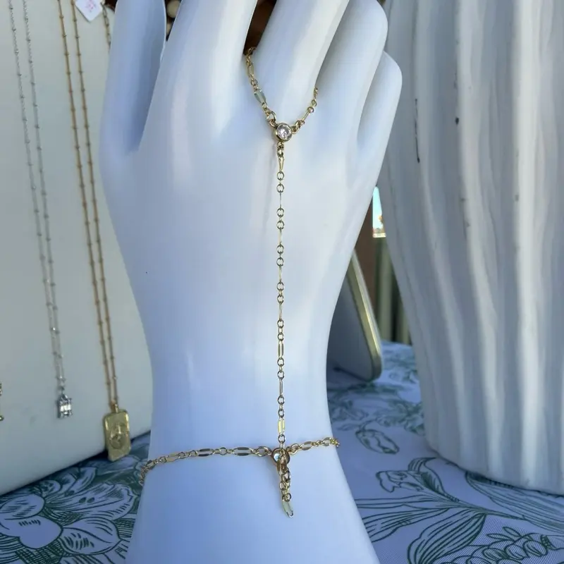 dcc signature collection hand chain with cz bezel charms