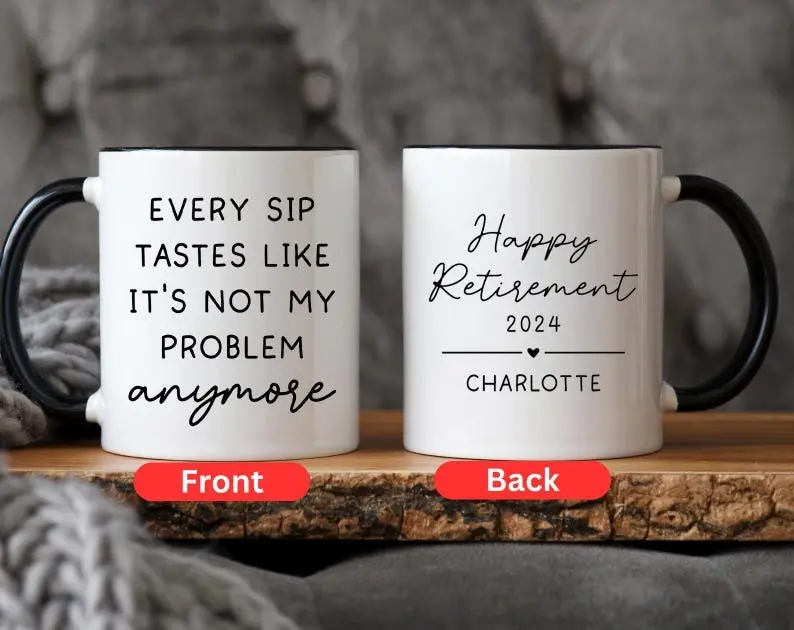 [Sale off up to 50%] Personalized Retirement 11oz Accent Coffee Mug, Happy Retirement Cup, Custom Retirement Gift For Boss Co Worker, Officially Retired Cup For Her