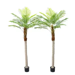 Gaomon 2pcs 6.9ft (82.7 in) Realistic Artificial Palm Trees, 15-Piece PE Leaves Tropical Look Plastic Trees in Pots for Indoor Home Office, Outdoor Garden Decor