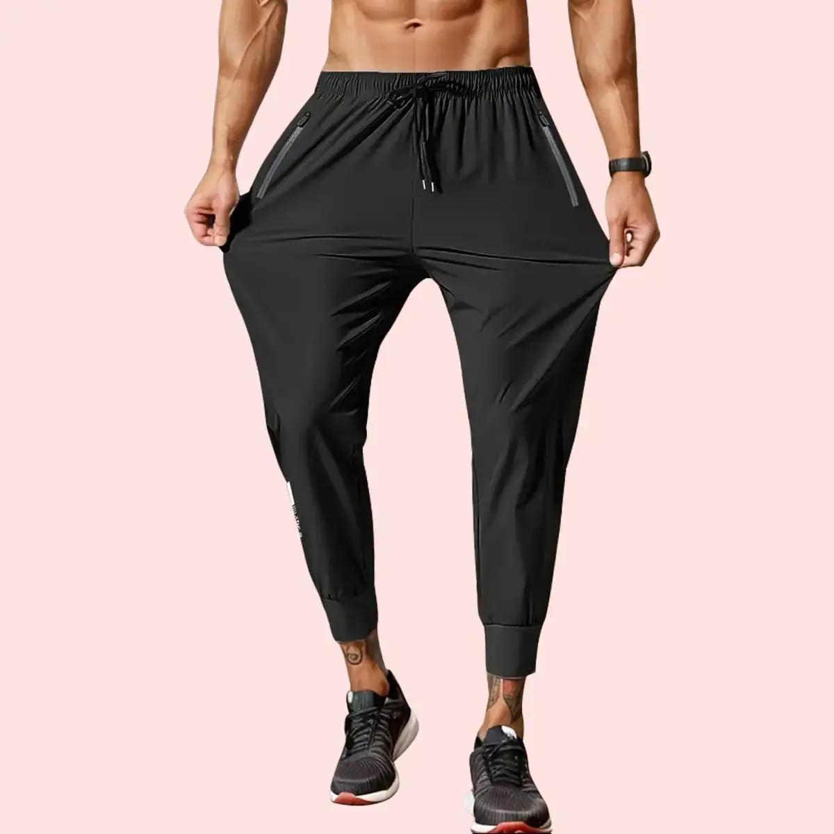 Men’s sports pants, zippered pocket jogging pants, fitness sports pants, all-season versatile athletic set, sports pants, activewear, casual sports pants, sporty design, lightweight running pants, comfortable materials solid color basic style