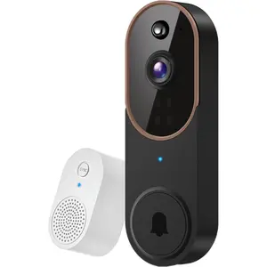 1080P  Video Doorbell Camera, AI Human Detection, Cloud Storage, Two-Way Audio, 2.4GHz  Support, Real-Time , Easy Installation, Night Vision (Brown)