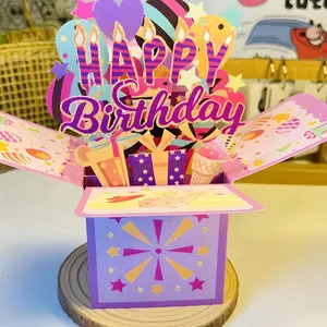 3D Pop-Up Birthday Card, 1 Count Cartoon Theme Greeting Card, Fun Party Cards, Creative Gift for Anyone, Birthday Gift, Party Supplies