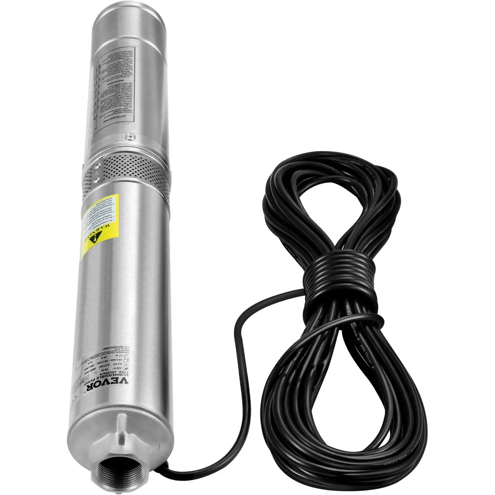 【Backtoschool】VEVOR Deep Well Submersible Pump, 1.5HP 230V/60Hz, 37gpm 276ft Head, with 33ft Electric Cord, 4\" Stainless Steel Water Pumps for Industrial, Irrigation and Home Use, IP68 Waterproof Grade