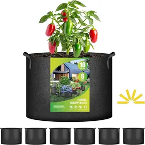 iPower 5-Pack Upgraded Grow Bags - Heavy-Duty Thickened Nonwoven Fabric, Versatile for Plants, Home Storage, Car, Laundry & Pets, 3/5/6/10 Gallon (2025 Edition)