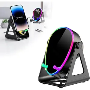 2026 New Wireless Induction Speaker 5-in-1 Bluetooth Speaker with Phone Stand, Stereo Sound, Rechargeable Speakers Amplifier with Rechargeable Colorful Light, Birthday Gifts (Black)