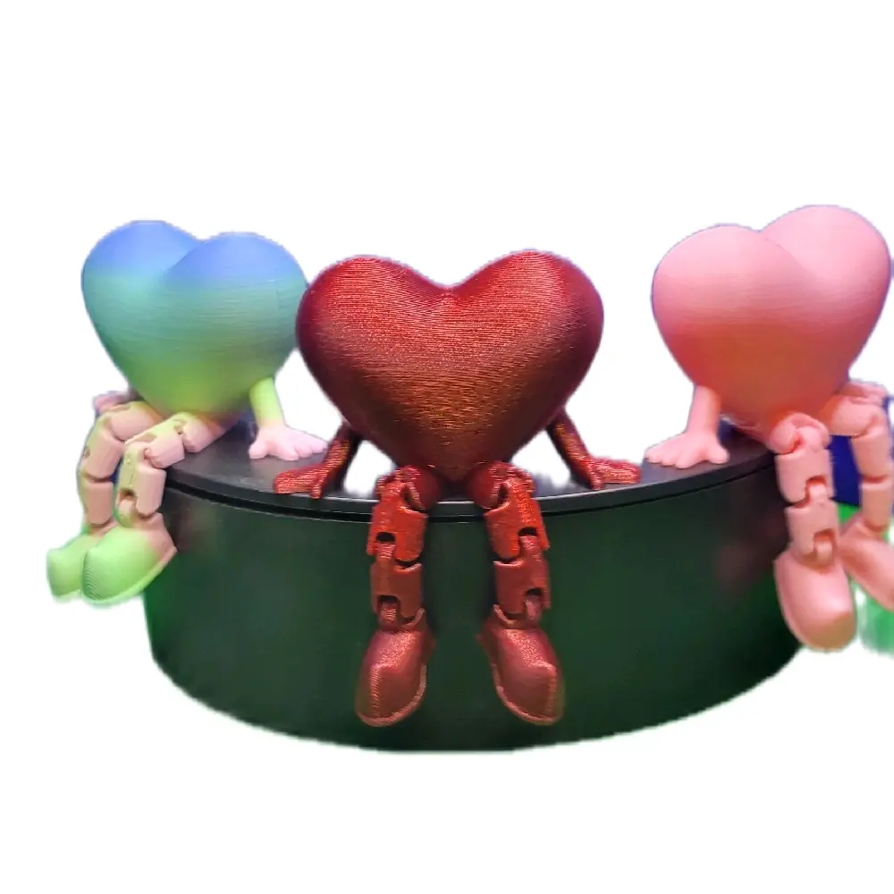 3D Printed Valentine's Day Articulated Heart Figure - 3 different Colors to choose from.