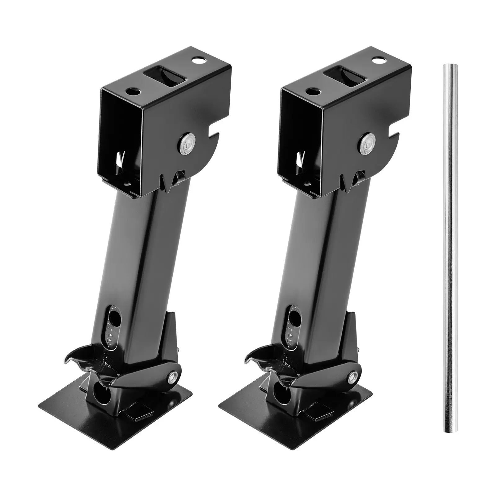 【Summerfinds】VEVOR 2 Pcs Corrosion-Resistant Steel Telescoping Folding Trailer Jacks MR1001B, 1000lbs Load Capacity Each, Adjustable Height 11.7-18.2 Inches, 8.38 Lbs / 3.8 Kg, Swing-Down Stabilizer for RV Trailers Flatbeds, Automotive Repair Tools